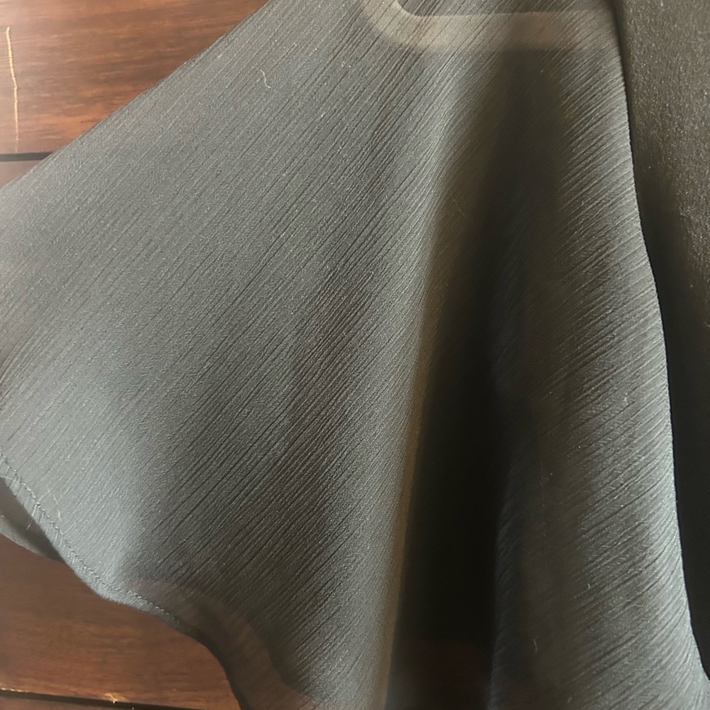 CALVIN KLEIN TIE NECK CHIFFON FLUTTER SLEEVE SHEATH DRESS, BLACK, SIZE 2 - Picture 6 of 12